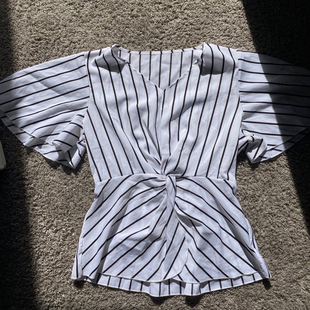 Black and white striped Cupshe Blouse